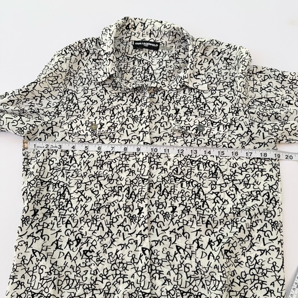 Woman’s Karl Lagerfeld Paris Blouse Size Small
White With Black Lettering - Picture 6 of 8